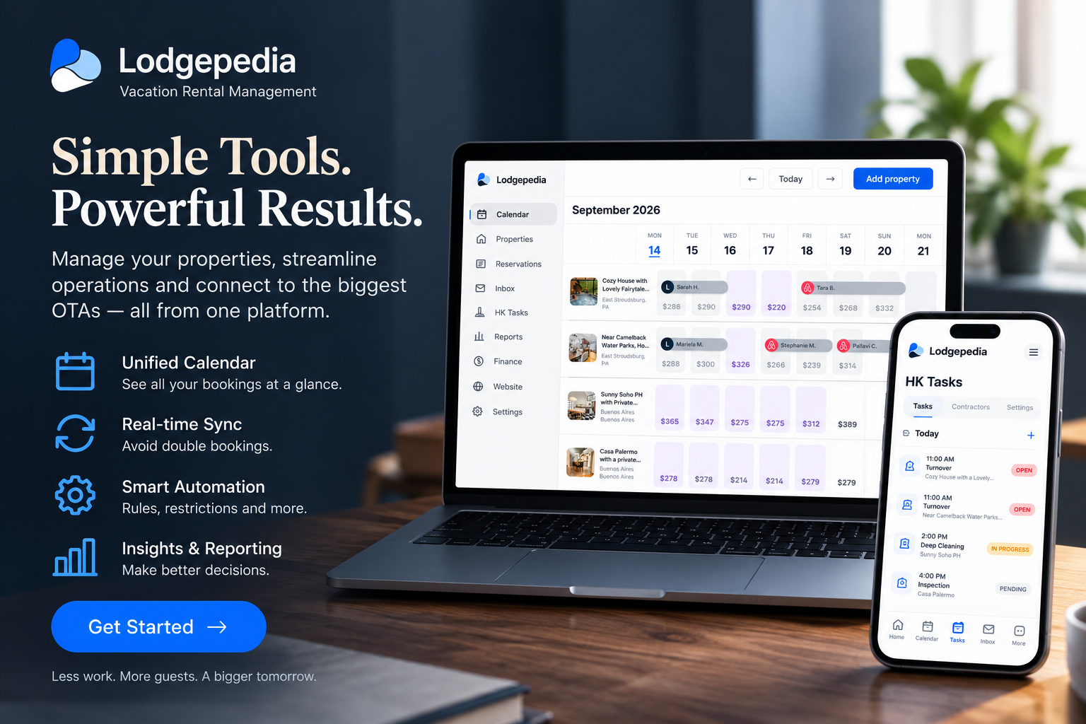 Housekeeping tasks and property operations in Lodgepedia